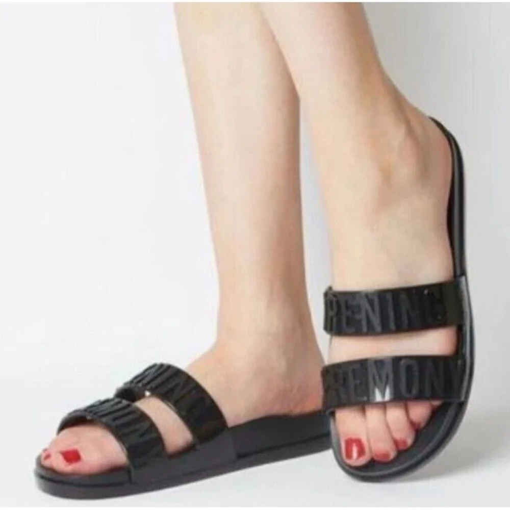 Melissa x Opening Ceremony Womens Black Flipp Slides Rubber Sandals Size 6